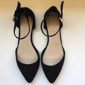 Black flats with ankle strap